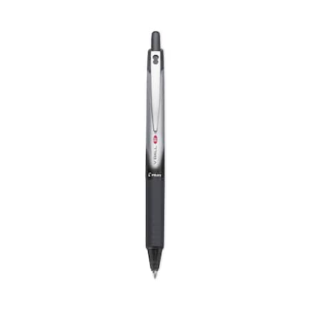 VBall RT Liquid Ink Roller Ball Pen, Retractable, Fine 0.7 Mm, Black Ink, Black/White Barrel, 12PK